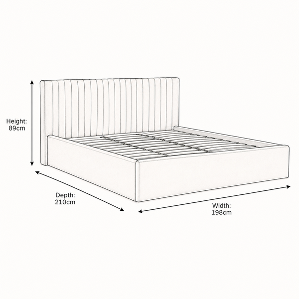Luna Super King Ottoman Bed - Lower Headboard