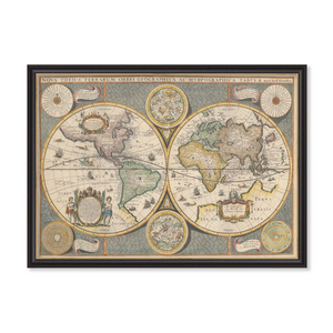 Map of the World Framed Wall Art x 95cm