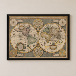 Map of the World Framed Wall Art x 130cm
