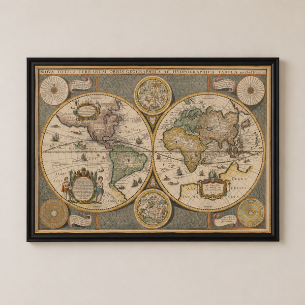 Map of the World Framed Wall Art x 130cm