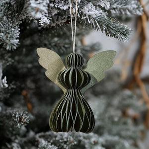Pine Green Paper Angels - Pack of 5 - 10cm