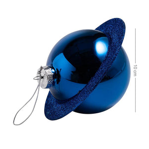 Blue Glitter Planet Bauble - Glass - 11cm