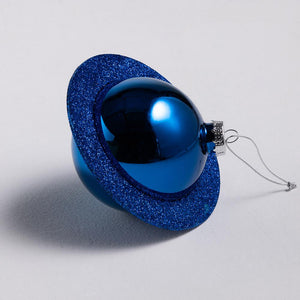 Blue Glitter Planet Bauble - Glass - 11cm