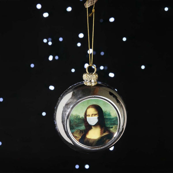 Rona Lisa Silver Christmas Bauble - Glass - 8cm