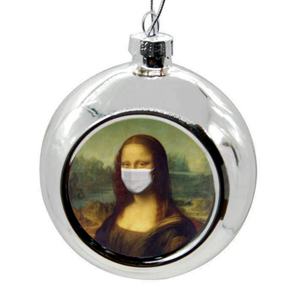 Rona Lisa Silver Christmas Bauble - Glass - 8cm