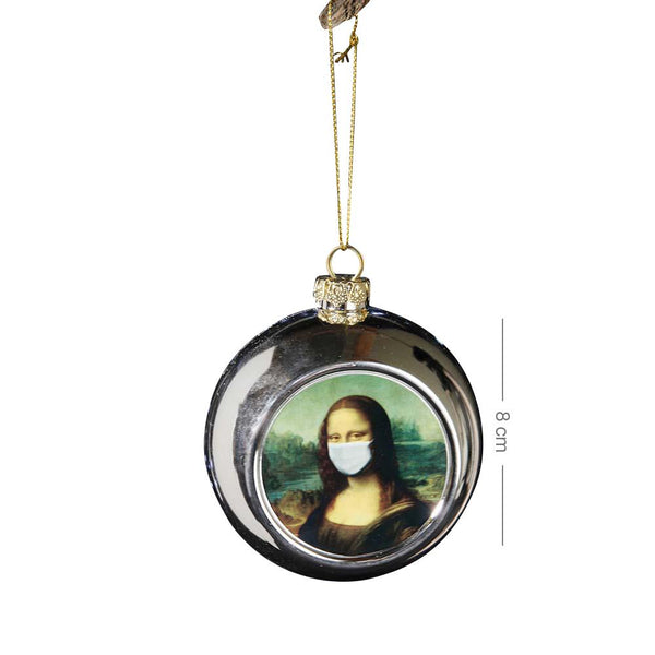Rona Lisa Silver Christmas Bauble - Glass - 8cm
