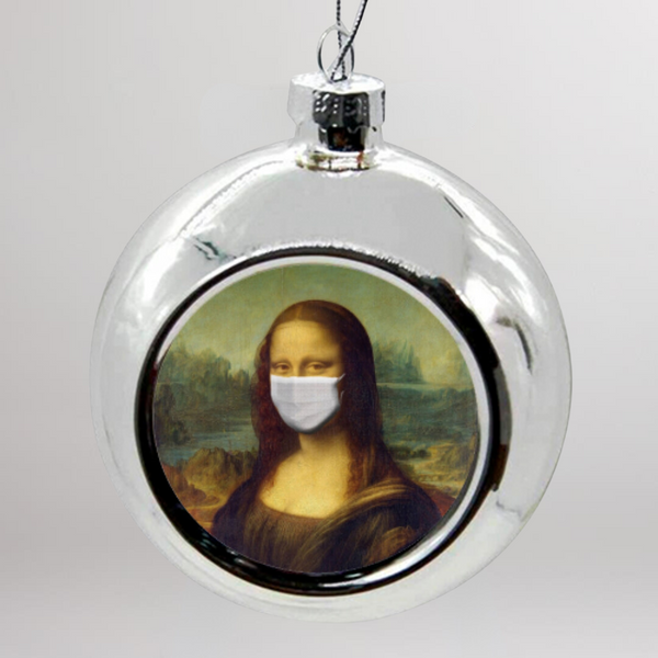 Rona Lisa Silver Christmas Bauble - Glass - 8cm