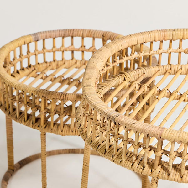 Round Rattan Nesting Tables