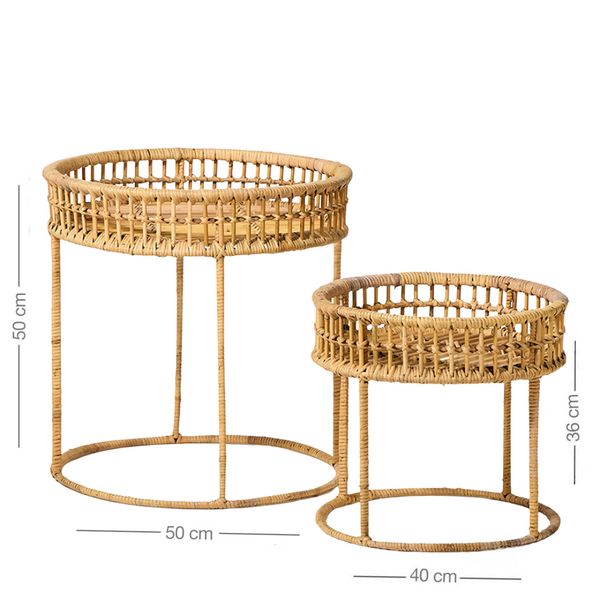 Round Rattan Nesting Tables