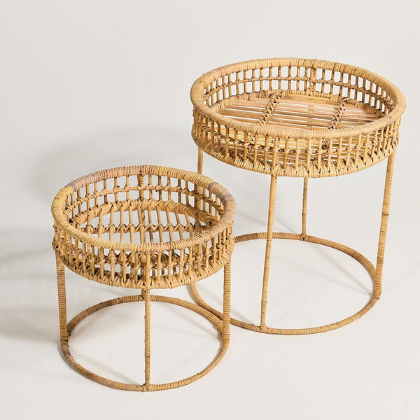 Round Rattan Nesting Tables