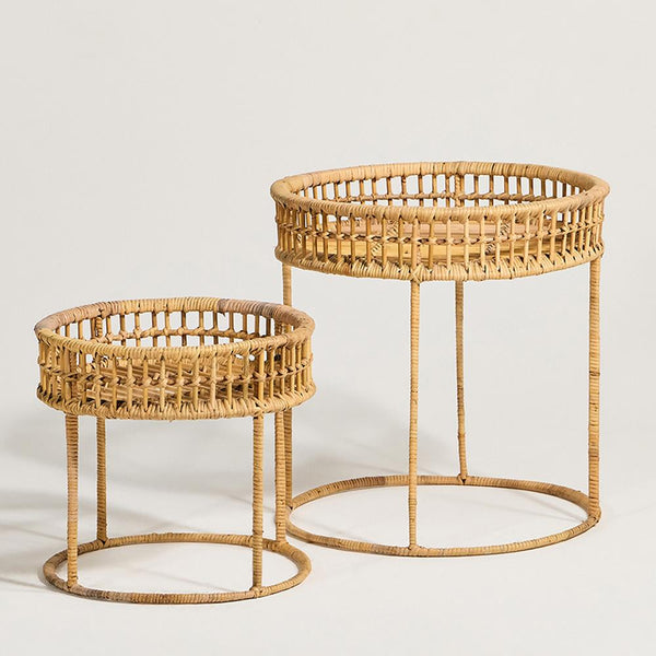 Round Rattan Nesting Tables