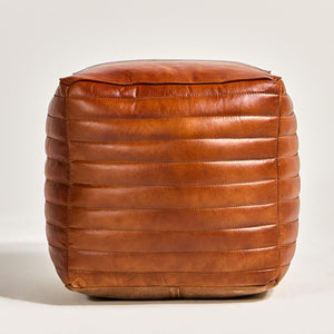 Square Leather Pouffe