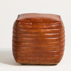 Square Leather Pouffe