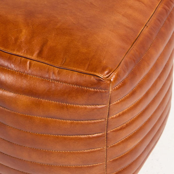 Square Leather Pouffe