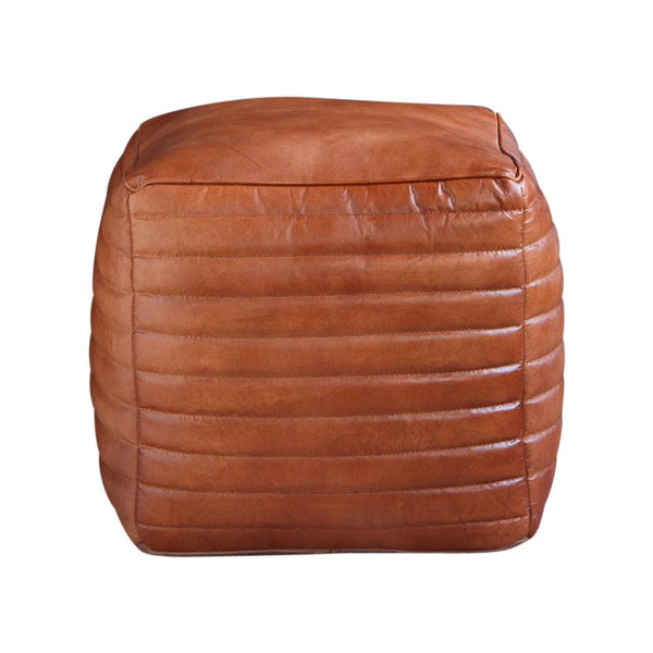 Square Leather Pouffe