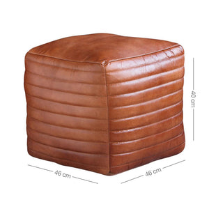 Square Leather Pouffe
