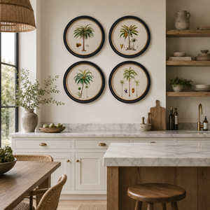 Studies of Palm Trees Framed Wall Art - Round - Set of 4 x 70cm