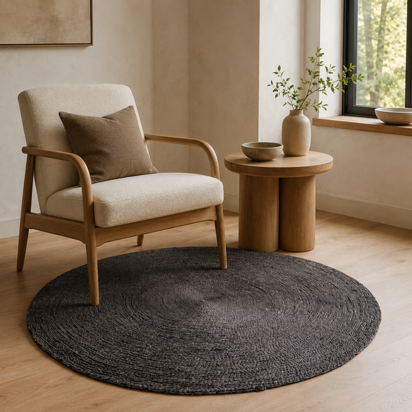 Sun Round Rug - Black