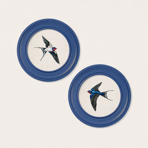 Swallows Framed Wall Art - Blue - Set of 2 x 44cm