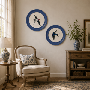 Swallows Framed Wall Art - Blue - Set of 2 x 70cm