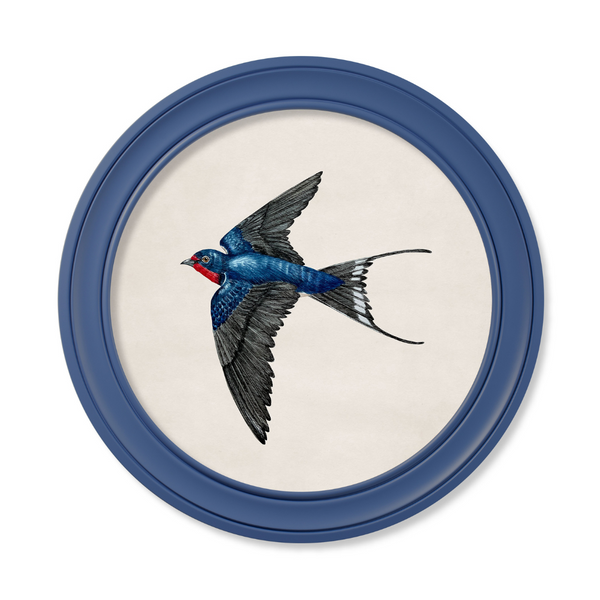 Swallows Framed Wall Art - Blue - Set of 2 x 70cm