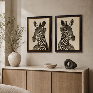 Zebra Framed Wall Art - Set of 2 x 50cm