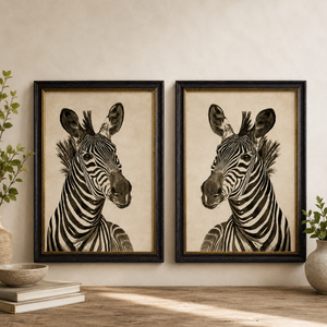 Zebra Framed Wall Art - Set of 2 x 50cm