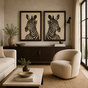 Zebra Framed Wall Art - Set of 2 x 95cm