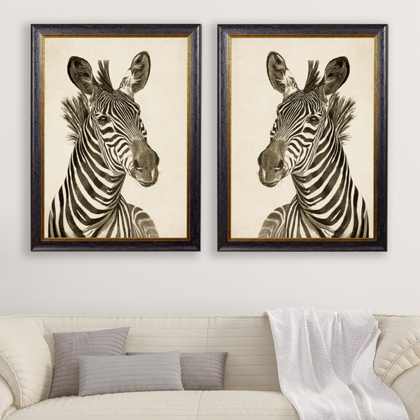 Zebra Framed Wall Art - Set of 2 x 95cm