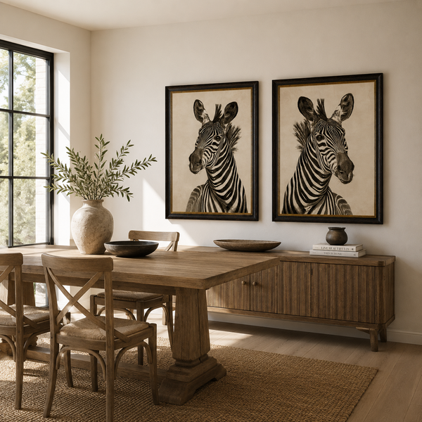 Zebra Framed Wall Art - Set of 2 x 95cm